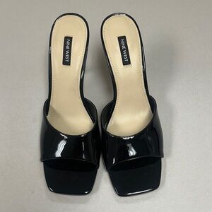 Nine West Disko Dress Black Patent Leather Slide Sandals - Size 12 New